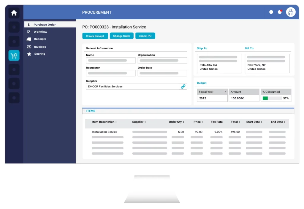 Screenshot – Procurement - Purchase Orders